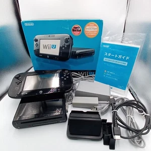 Nintendo Wii U 32GB Black Console Boxed Japanese Version Tested CIB - Foto 1 di 23