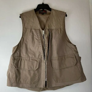 10-X Mfg Co VINTAGE Sz L Brown Hunting Vest Back Game Pocket TALON Zippers Gorp - Picture 1 of 10