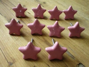 10 Ceramic Knobs STAR Drawer Pull Cupboard Door Knobs Porcelain Bathroom Pink - Picture 1 of 7