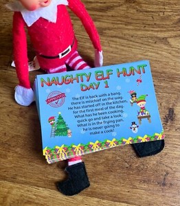24 Days of the Naughty Elf Hunt Clues Ideas Accessories Props Ideas on the ledge