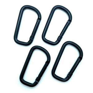 Pack 100 pcs 3" Heavy Duty Carabiner Black D Clip Key Chain Spring D Shape - Picture 1 of 10