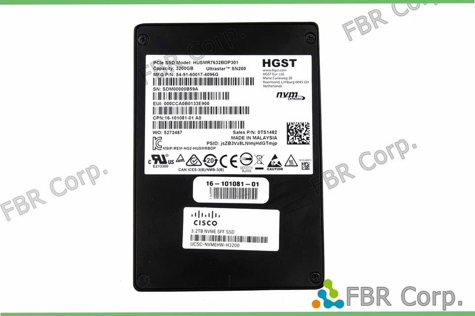 Grade A Cisco HGST 3.2TB Ultrastar SN200 2.5 SSD PCIe NVMe HUSMR7632BDP301 LOT - Image 1 of 1