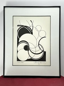 Abstract Print "Lily Pad" Signed Cheryl Johnson Framed EUC 12" x 10" - Imagen 1 de 8