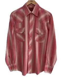 VTG RUSTLER X-Long Tails Mens Snap Button Up Striped Cowboy Western Shirt Size M - Picture 1 of 23