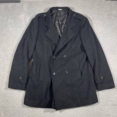 Abrigo Metropolitan View Para Hombres 44 Lana Cachemira Doble Pecho Negro Dinero Antiguo Foto 1 de 4