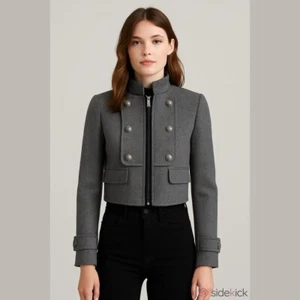 Women's Benetton Gray Wool Blend Jacket Size 44 - Bild 1 von 8