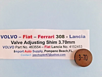 Calço de válvula 3,70 mm Ferrari 308 - Fiat 124 - 128 - 131 - X1/9 - Volvo 76-95 4 cilindros - Imagem 1 de 2