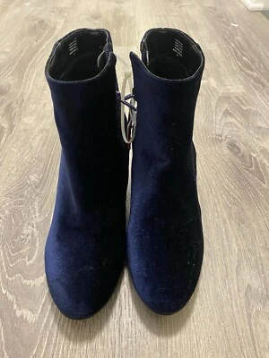 Botas de tornozelo femininas Steve Madden azul marinho veludo edição com zíper tamanho 9.5 - Imagem 1 de 4