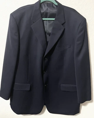 Jones New York for Foleys Men's Blazer 46R Navy 3 Button Suit Jacket USA Corp - Image 1 of 4