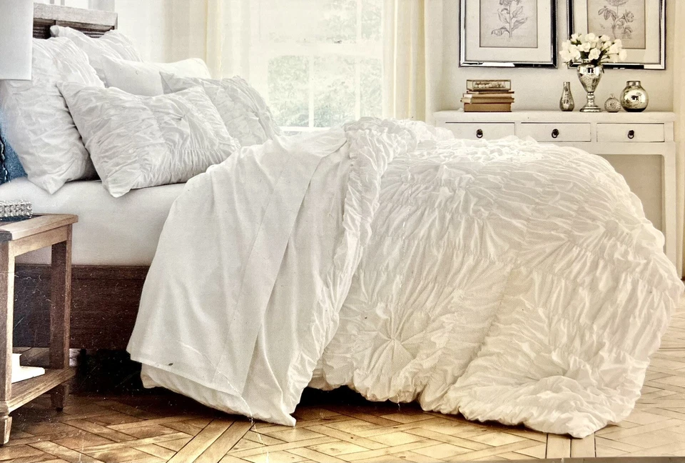 JUEGO DE FUNDA NÓRDICA ATELIER MARTEX SHABBY CHIC BLANCO ACANALADO COMPLETO/QUEEN CON FUNDAS Foto 1 de 1