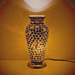 Black Tile Mosaic Glass Vase Table Lamp Home Lighting Décor - 79BT - Picture 1 of 2