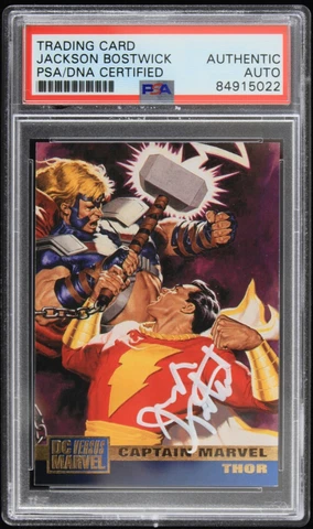 1995 Jackson Bostwick Captain Marvel DC Versus Signed Card (PSA/DNA Slabbed) Cover