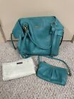 EXCELLENT CONDITION Teal Charlie Timi & Leslie Diaper Bag w/ Matching Clutch 