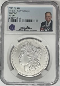 2023 Fiji 1887-CC Morgan Dollar NGC MS 70 Early Releases David Ryder Signed - Picture 1 of 2