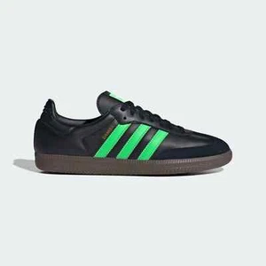 adidas Originals Samba OG JR0911 Core Black / Screaming Green / Gum Men Shoes - Picture 1 of 9