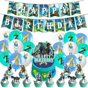 The Legend of Zelda Themed Birthday Party Decor Banner Balloons Cake Toppers - Picture 1 of 7