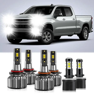 For Chevrolet Silverado 3500 2001-2002 LED Headlight Bulbs 6500K Hi/Lo+Fog Light - Foto 1 di 12