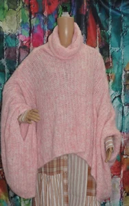 Anthropologie Damen Poncho Einheitsgröße Rosa Trichterausschnitt Bequem Preppy Boho Retro Neu - Bild 1 von 6