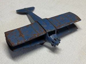 TOOTSIE TOYS BLUE bi plane 1930s VINTAGE AERO PLANE U.S.A MADE - Picture 1 of 4