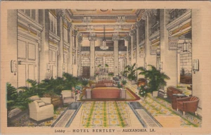 Hotel Bentley Alexandria Louisiana Lobby Interior Linen postcard DQ6 - Picture 1 of 2
