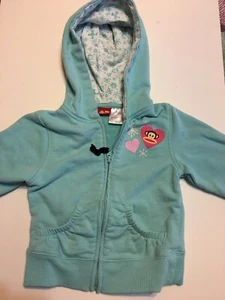 Paul Frank Hooded Sweatshirt Girls Size 4T Light Blue Long Sleeve - Picture 1 of 5