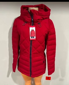 Tommy Hilfiger Coat Size medium Women red Hooded parka Puffer New Tags - Picture 1 of 3
