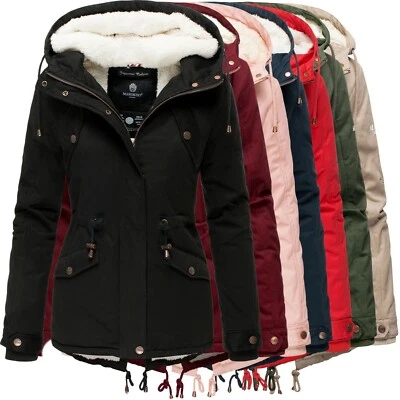 Marikoo Manolya Damen Winter Jacke Stepp Parka Mantel Teddyfell warm gefüttert