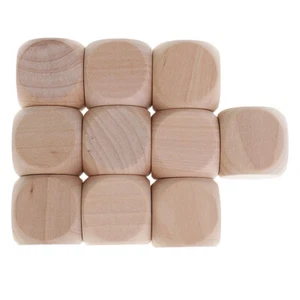 10PCS Blank Wooden Dices 3cm Dice for Building Blocks DIY Carving Art - Picture 1 of 8