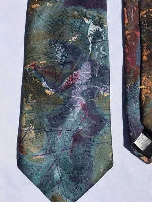 Corbata De Colección Oscar De La Renta Multicolor Geo Abstracta Para Hombre Clásica Corbata Y2K Difícil de Encontrar Foto 1 de 4