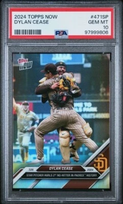 2024 Topps Now SP No-Hitter #471SP Dylan Cease San Diego Padres PSA 10 - Image 1 of 2