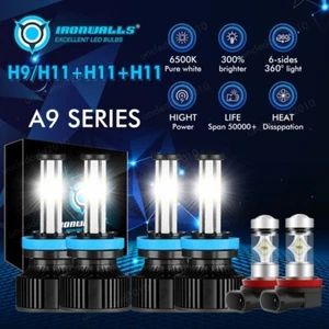 6sides H9 H11 H8 LED Headlight Hi/Lo Fog Bulbs White For Nissan Sentra 2013-2024 - Picture 1 of 16