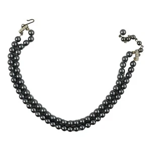 Vintage Choker Halskette Silber zwei Strang kurze Halskette 80er Jahre kleine Perlen - Bild 1 von 2