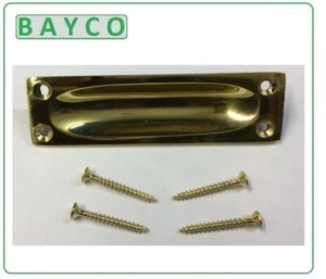 MANIJA PUERTA CORREDERA AL RAS DE LATÓN 88MM x 25MM. FUNDICIÓN SÓLIDA PULIDA. EN STOCK. - Imagen 1 de 2