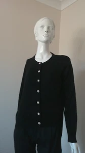 TEMT. BLACK CARDIGAN SIZE L 12 TO 14. VISCOSE POLYESTER NYLON. - Picture 1 of 12