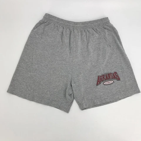 Vintage Arkansas Razorbacks Red Oak Shorts Gray Elastic Waist Drawstring Mens M Cover
