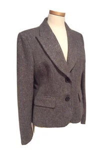 MICHAEL KORS GRAY HERRINGBONE WOOL BLEND JACKET BLAZER SIZE 10 MINT - Picture 1 of 6