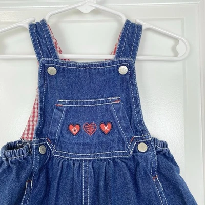 Vestido De Colección Y2K Desteñido Gloria Denim Corazones Día de San Valentín Bebé Niña 6M - 9M Foto 1 de 4