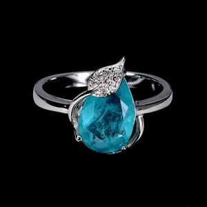 925 Sterling Silver Ring Emerald Synthetic Pear12x8mm Gemstone Jewelry Size 7.5 - Picture 1 of 14