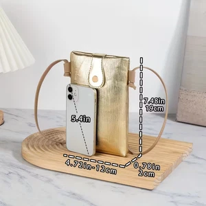 Golden & Champagne PVC Crossbody Bag for Women - Stylish Detachable Strap - Picture 1 of 5