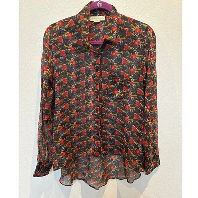 Top transparente Staring at Stars Anthropologie manga larga botón delantero para mujer talla S Foto 1 de 4