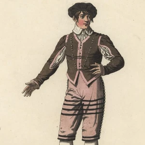 Wittich Nationaltheater Isidor Oper Sargines Kostüm kolor Radierung 1812 - Bild 1 von 3