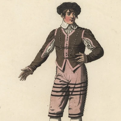 Wittich Nationaltheater Isidor Oper Sargines Kostüm kolor Radierung 1812 - Bild 1 von 3