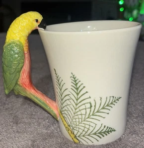 Taza de café Parrot Import gres pintado a mano Pier 1 16 oz - Imagen 1 de 7