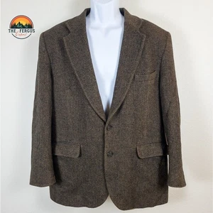 American Trend Sport Coat Mens Lambs Wool Lined Herringbone USA Size 42R - Picture 1 of 20