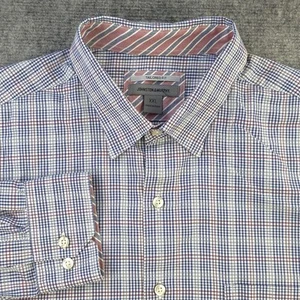 Johnston Murphy Shirt 2XL Long Sleeve Button Up Blue Red Check Flip Cuff Pocket - Picture 1 of 10