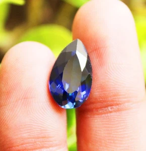 8-10 Ct Royal Blue Sapphire | Certified Natural Gem | Pear Cut Untreated - Picture 1 of 14