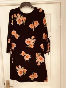 Dorothy Perkins Black Floral Shift Dress Size 8 New Without Tags - Picture 1 of 3