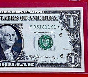 1969-C STAR NOTE $1 DOLLAR BILL ( ATLANTA F ) UNCIRCULATED - Picture 1 of 3
