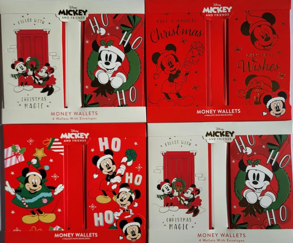 Disney Christmas Mickey Minnie Mouse Money Wallet 4 Pack E Voucher Gift Card - Image 1 of 1