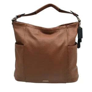 Coach Hobo-Schultertasche braunes genarbtes Leder Park - Bild 1 von 11